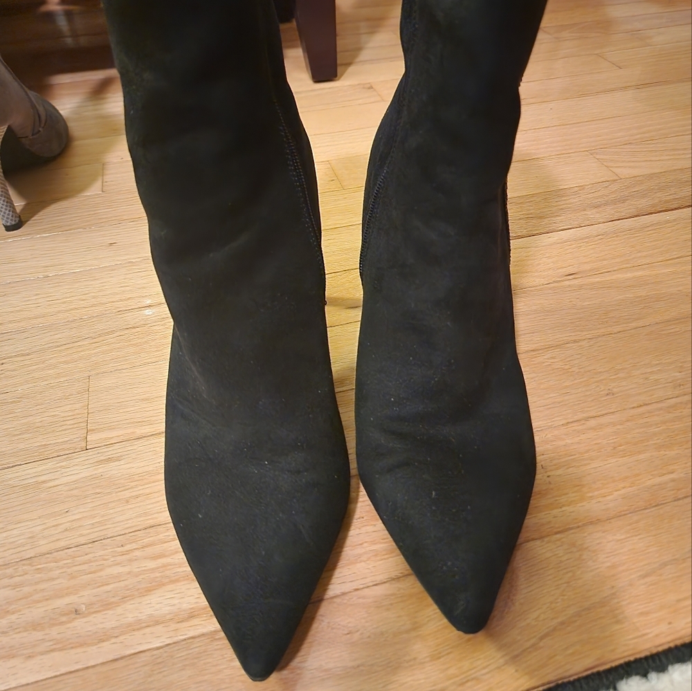 Material Girl Women's Suede Boots, size 11, with sparkly desig on the side.